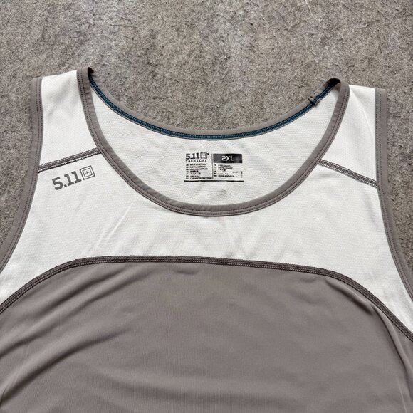 5.11 Tactical Tank Top Men 2XL White Gray Colorblock Performance - Picture 1 of 12